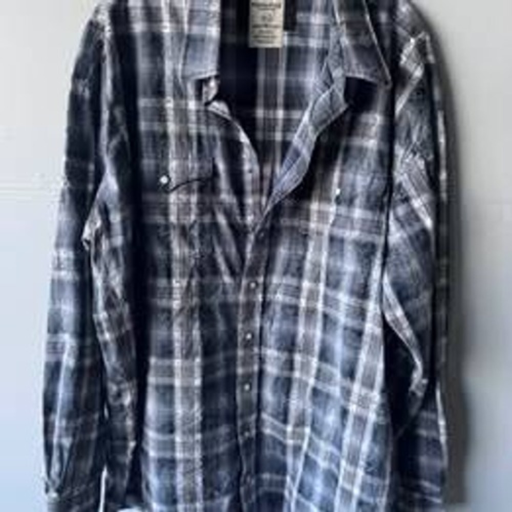 Wrangler Mens Grey Plaid Paisley Western Snap Up Shirt Long Sleeve XL 2XL